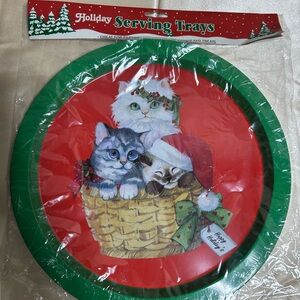 Holiday kitty cat Serving Tray